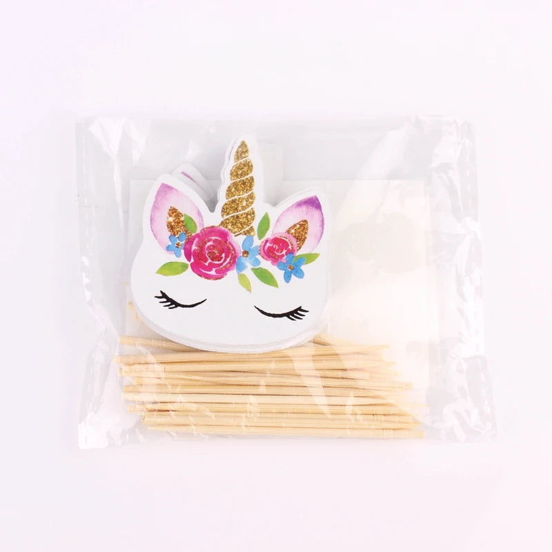 1set Unicorn Cake Toppers Kids Birthday Party Cake Decorations Baby Shower Cake Flags Birthday Party Supplies Good Vibrations