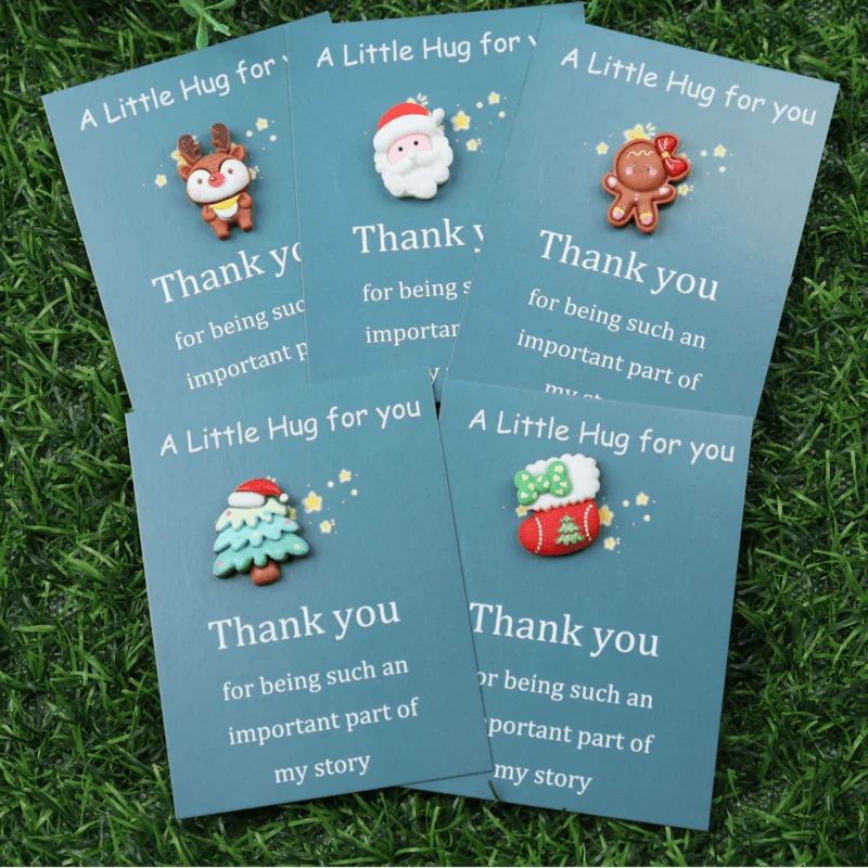 10pcs Mini Hug Cards with Resin Decorations Christmas Birthday Valentine Greeting Thank You Cards Bulk Gifts for Friends Family Good Vibrations