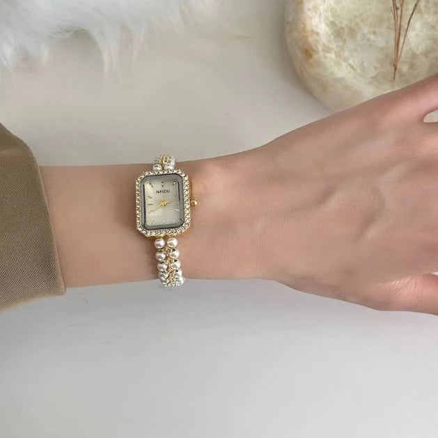 Pearl Studded Strap Women Watch Luxury Ladies Gift Bracelet Watch Fashion Quartz Wristwatches Dropshipping Relojes Para Mujer Good Vibrations