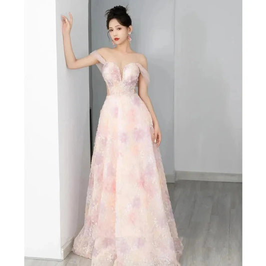 Plus Size Long Evening Dress Exquisite 3D Flowers Prom Dresses Luxury Off Shoulder Formal Occasion Dresses Women Party Dress Good Vibrations