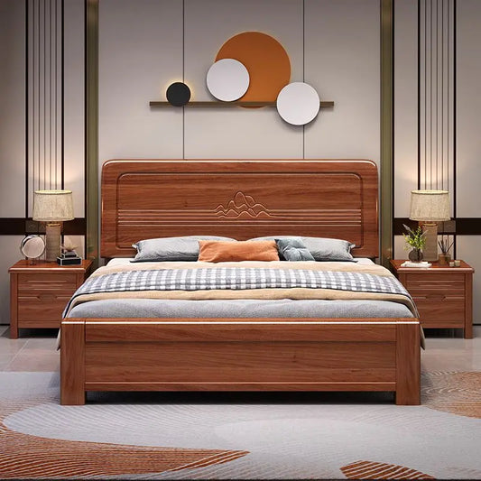 Wooden Beds Single Double Bed Bedroom Furniture Chinese Light Luxury Wood Bed Good Vibrations