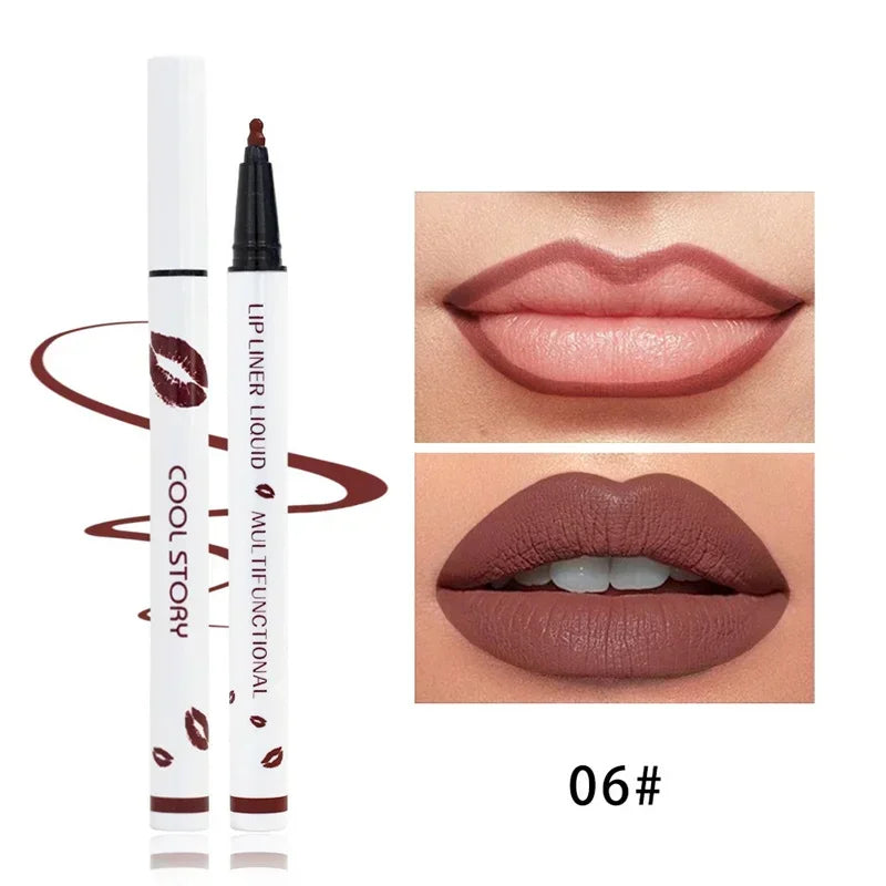 Matte Soft Lip Liner Liquid Lipliner Pencil Long Lasting Lips Cosmetic Tool Stick Quick Drying Smudge Proof Natural Lipstick Pen Good Vibrations