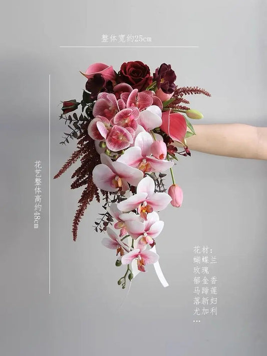 Wedding Bouquet Bridal Artificial Silk Flowers Foam Roses Bouquet Lace Decoration Natural Wedding Flowers Good Vibrations