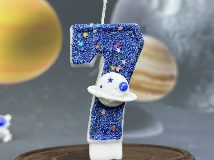 Number Birthday Candles Cake Party Decoration Birthday Candles Planet Universe Blue Boys and Girls Number0-9 Star Blue Party