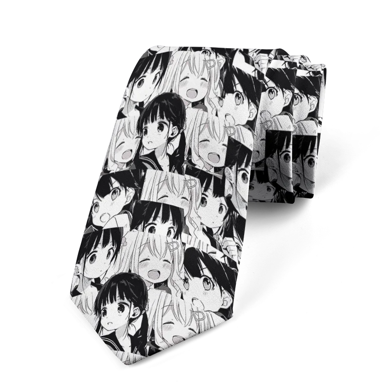 Anime cartoon printing men's tie unisex casual creative tie novelty unique accessories business gifts wedding shirt accessories Good Vibrations