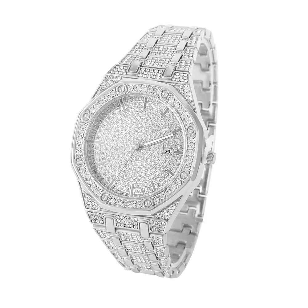Iced Out Watch for Men Gold Watch for Men Hip Hop Fashion Cool Bling Bling Gold Diamond Luxury Mens Watch Dropshipping Relogio Good Vibrations