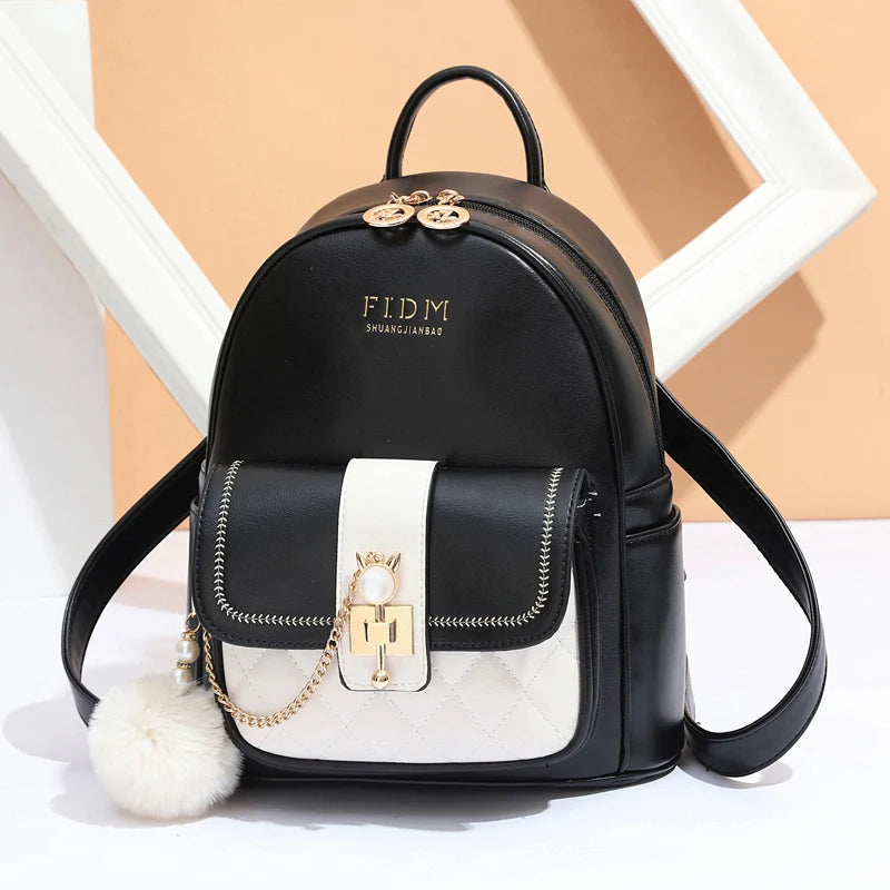 Backpack Purse For Women, Zipper Backpack With Pompom Decorate And Inner Porcket, Faux Leather Daypack Good Vibrations