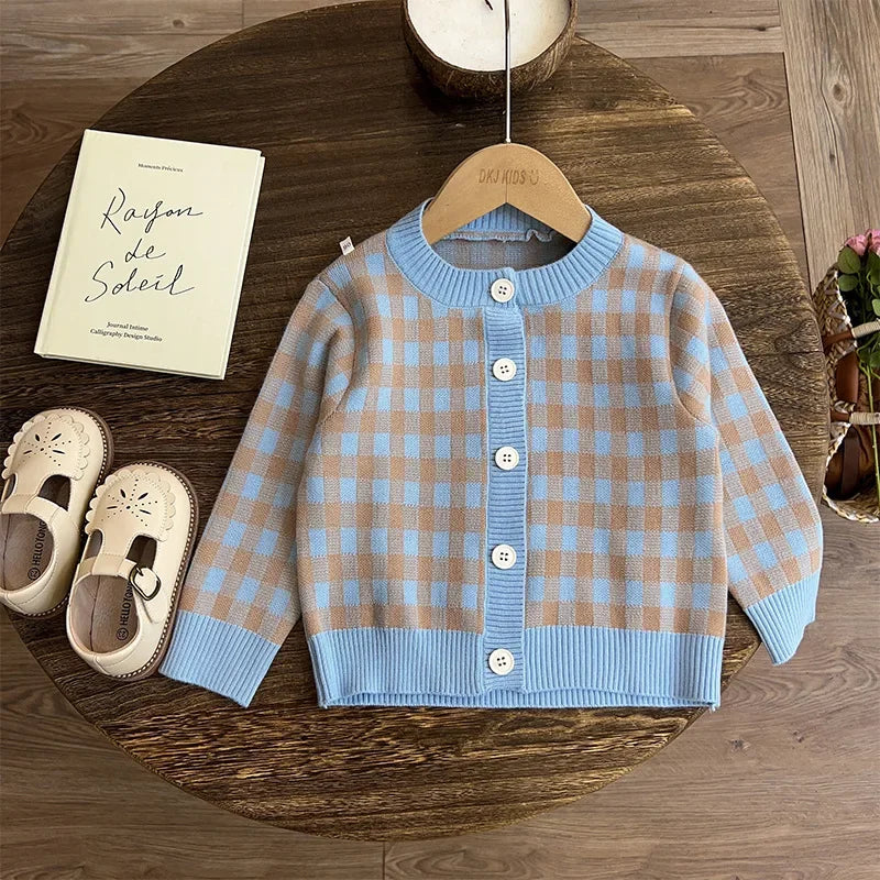 Girls Autumn Clothing 2024 New Set Fashionable Knitted Sweater Skirt Childrens Clothing Spring and Autumn Good Vibrations