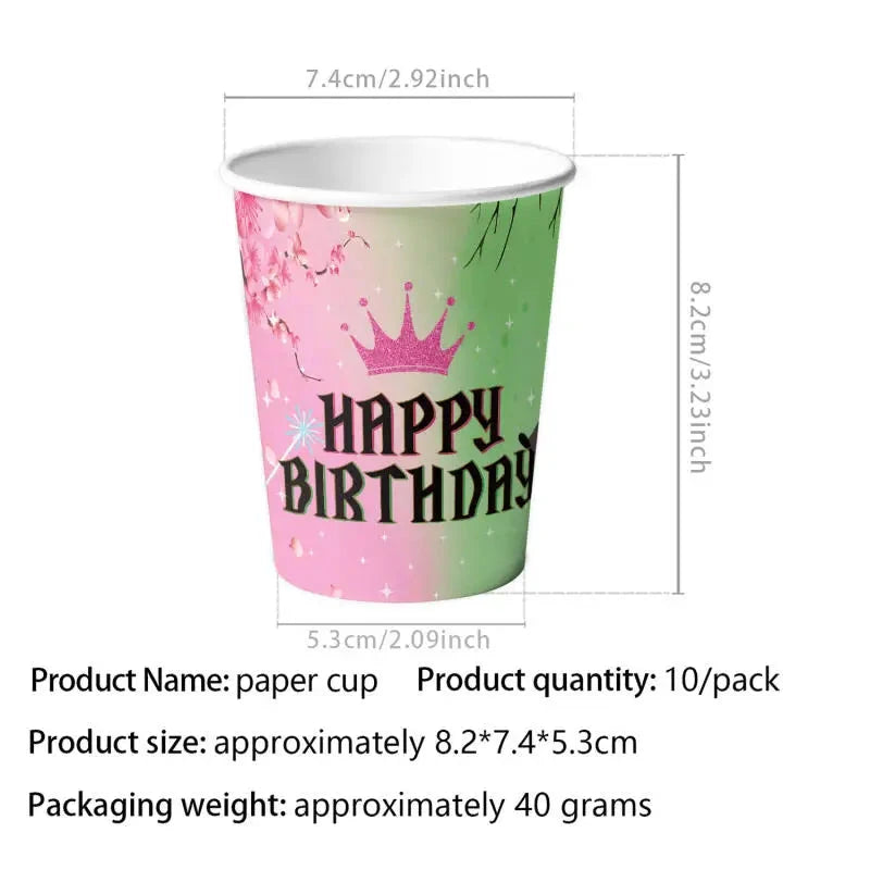 50pcs Wicked Birthday Party Decorations Disposable Tableware Cup Plate Napkins Banner Tablecloth Magic Witch Kids Party Supplies Good Vibrations