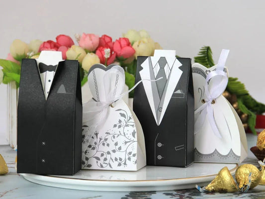 Wedding Gift Bag Bride and Groom Candy Box DIY with Ribbon Wedding Decorations Souvenir Party Supplies Good Vibrations