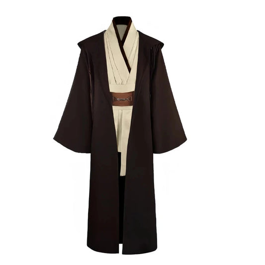 Obi Wan Kenobi Men's Costume Robe Adult Male Jedi Knight Tunic Costume Hooded Uniform Full Set Halloween Cosplay Cloak Good Vibrations