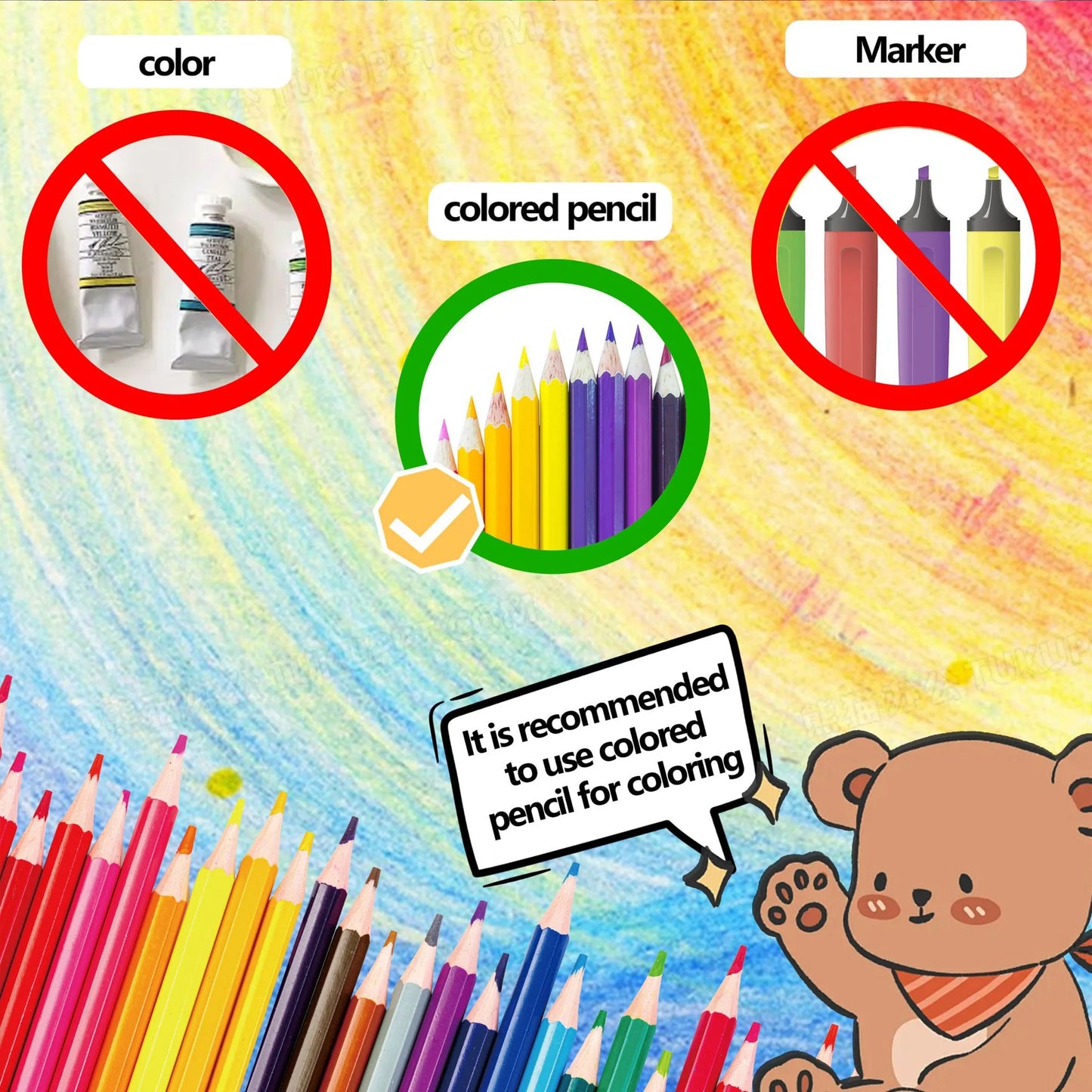 Creative Painting Book - 20x20cm Illustrated Art Book with 24 Pages of Various Patterns for Fun Good Vibrations