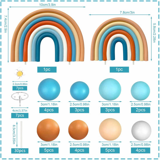 Groovy Cake Toppers Boho Cake Decorations with Flower Rainbow Balls for Girl Birthday Party Hippie Boho Groovy Party Supplies Good Vibrations