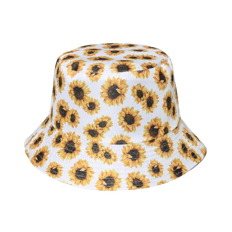 Fashion Women Sunflower Print Cotton Bucket Hats Spring Summer Girl Lady Outdoor Panama Fisherman Cap Hat For Women DropShipping Good Vibrations
