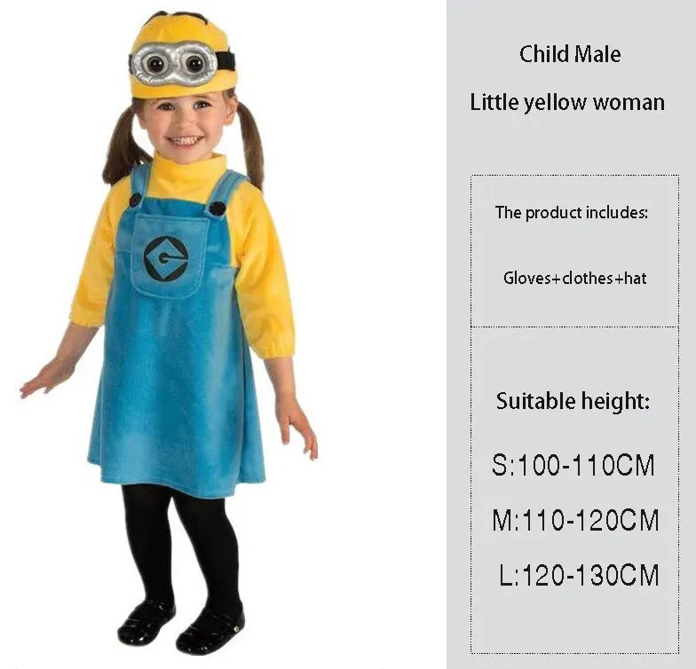 Halloween performance costumes, children's Minions cosplay costumes, anime, cartoon, thief, dad performance costumes Good Vibrations