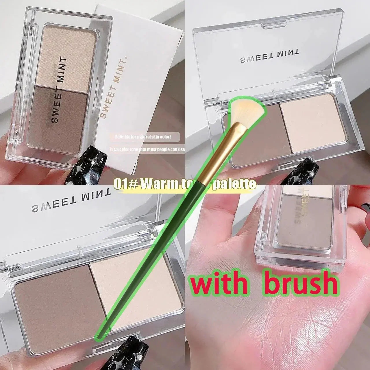 2 Color Tone Shading Shadow Powder Palette Contouring Highlighting&Bronzer Brighten Contour Three-dimensional Nose Makeup 쉐딩 팔레트 Good Vibrations