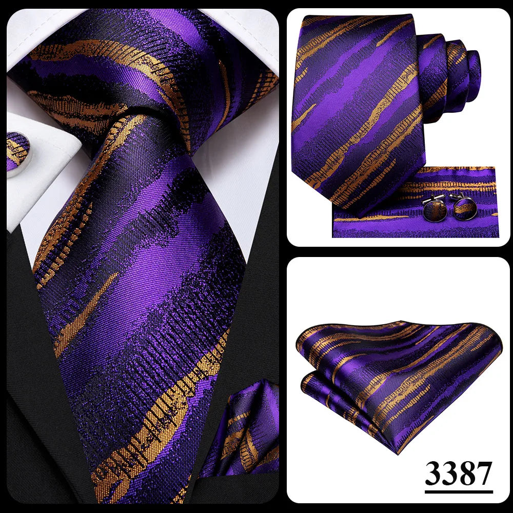 Black Red Striped Silk Wedding Tie For Men Handky Cufflink Gift Men Necktie Fashion Business Party Dropshiping Hi-Tie Designer Good Vibrations