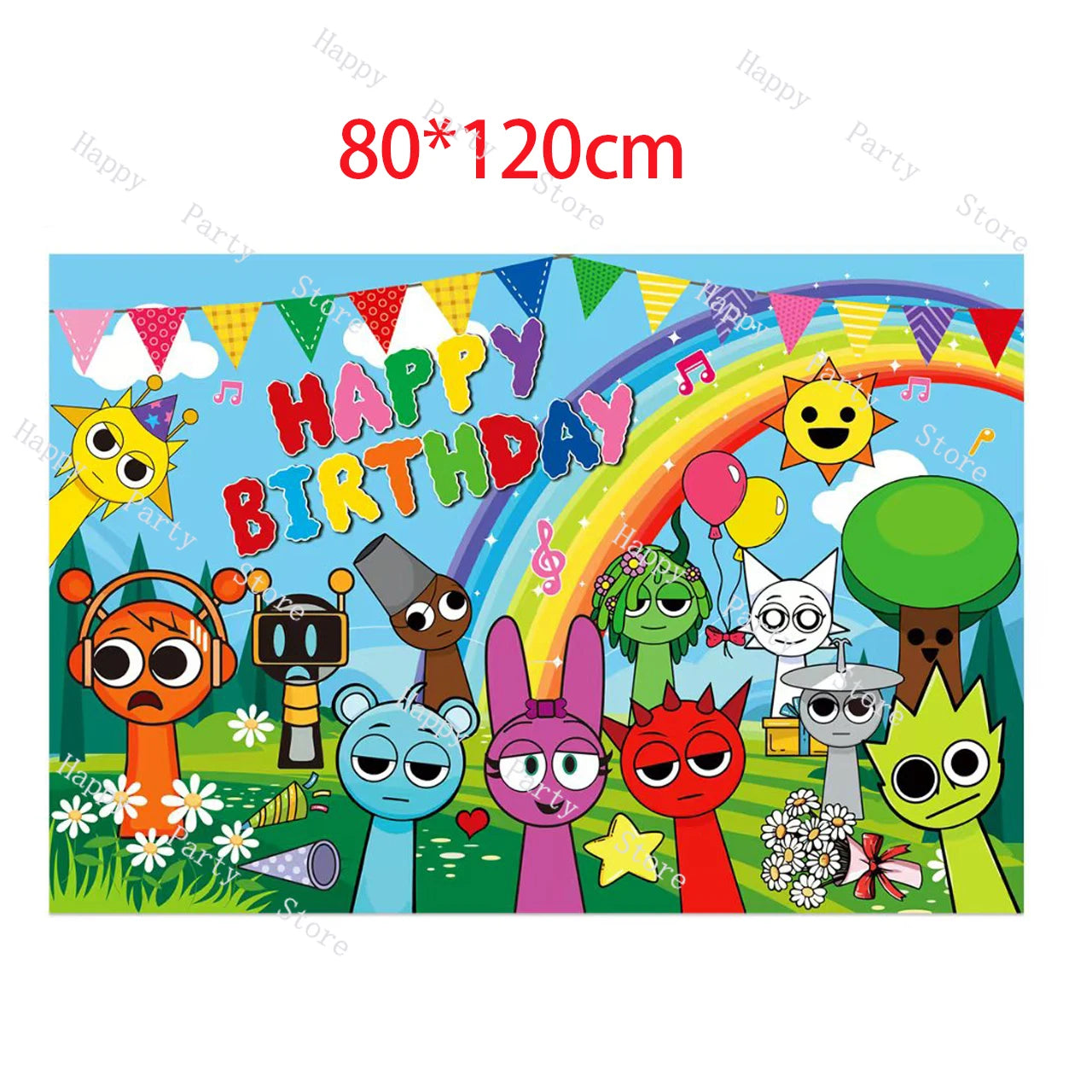 Incredibox Sprunki Birthday Party Decoration Balloon Tableware Backdrop Cake Topper Split Sales Sprunki Birthday Party Supplies Good Vibrations