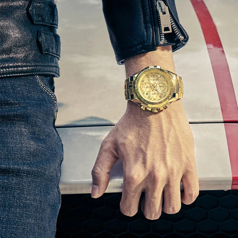 Relogio Masculino WWOOR Mens Watches 2024 Top Brand Luxury Wrist Watches For Men Gold Big Golden Male Chronograph Wristwatch Man Good Vibrations