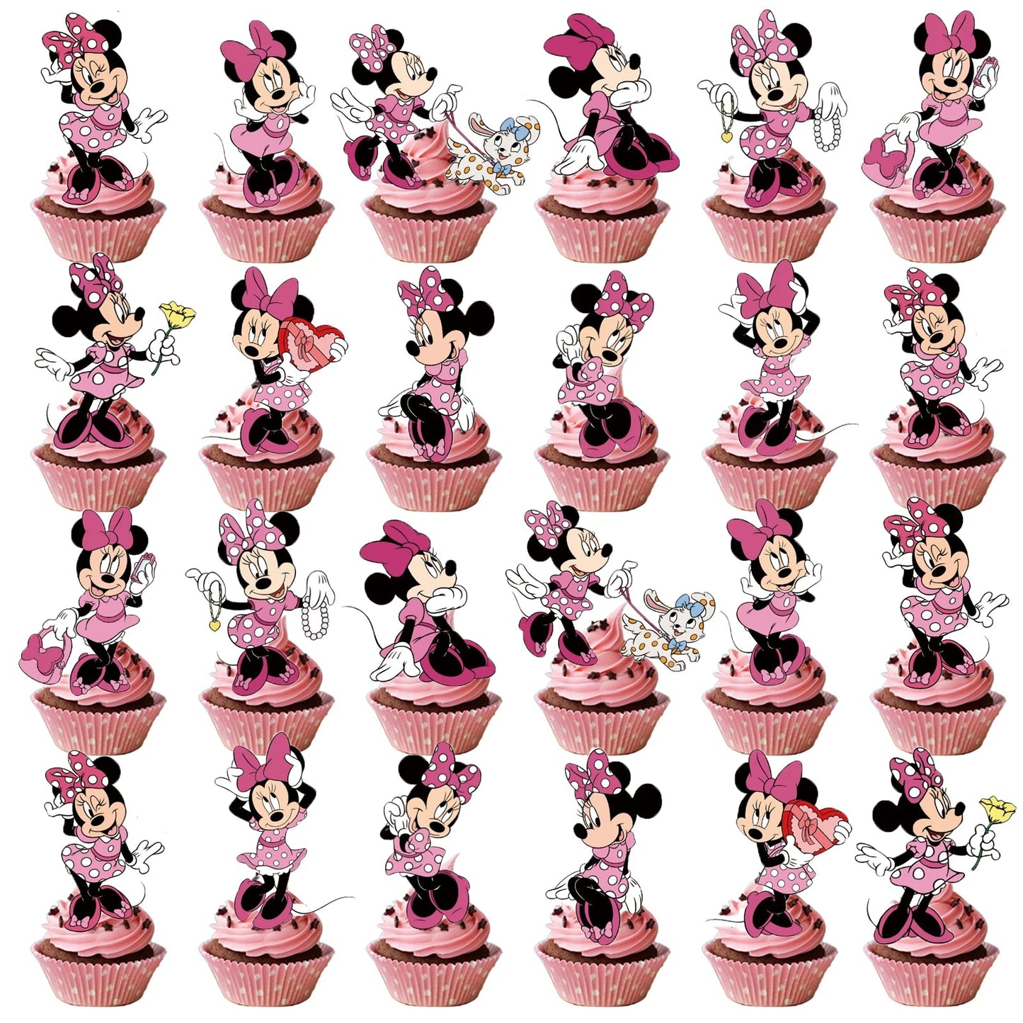 Minnie Cake Topper、Cupcake Toppers ,Minnie Birthday Decorations,Theme Party Supplies, Minnie Birthday Cake Decorations Good Vibrations