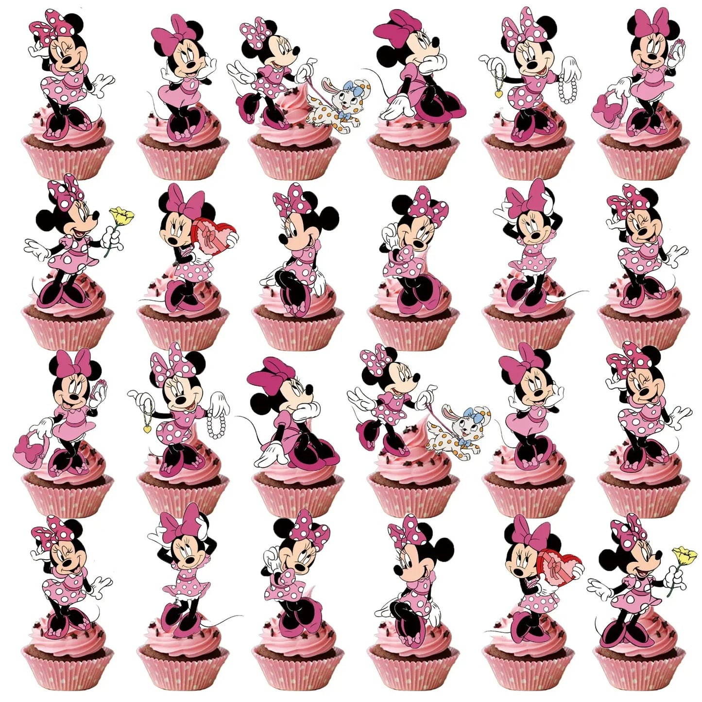Minnie Cake Topper、Cupcake Toppers ,Minnie Birthday Decorations,Theme Party Supplies, Minnie Birthday Cake Decorations Good Vibrations