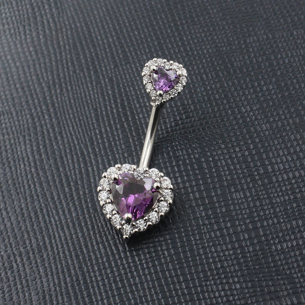 JHJT 14G Heart Belly Button Piercing Navel Ring 316L Surgical Stainless Steel CZ Belly Piercing Ombligo Jewelry for Women Good Vibrations Adult Super Store