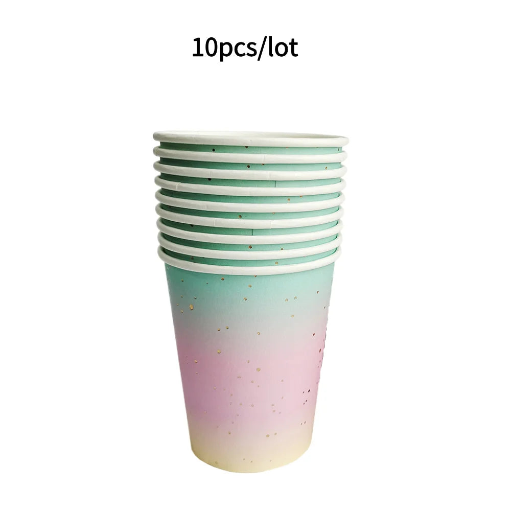 10PCS Colored Paper Cups Gold Dot Pink Blue Disposable Cup Wedding Birthday Party Disposable Tableware Disposable Paper Cup Set Good Vibrations