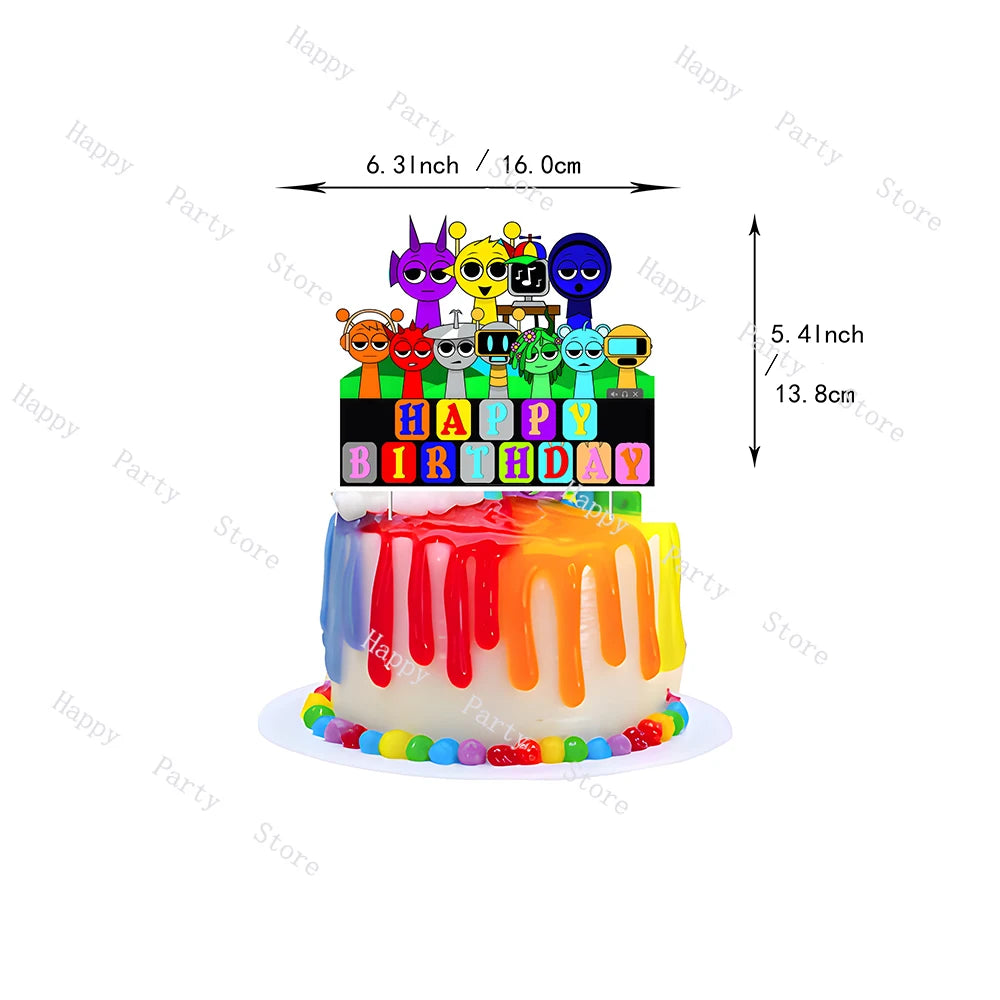 Incredibox Sprunki Birthday Party Decoration Balloon Tableware Backdrop Cake Topper Split Sales Sprunki Birthday Party Supplies Good Vibrations