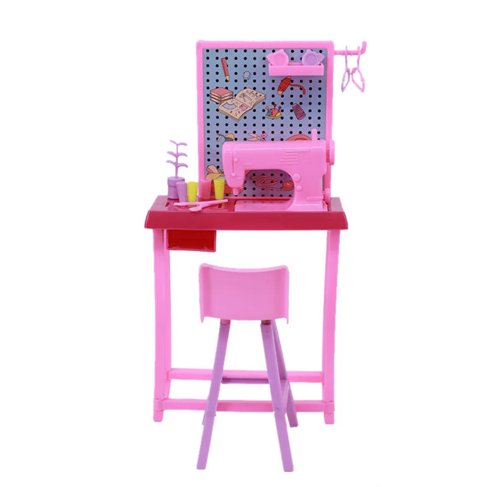 Doll House Furniture Bed Table Chair For 11.8inch 30cm Doll Plastics Cleaning Tools Accessories Mini Furniture Model Gifts Toys Good Vibrations