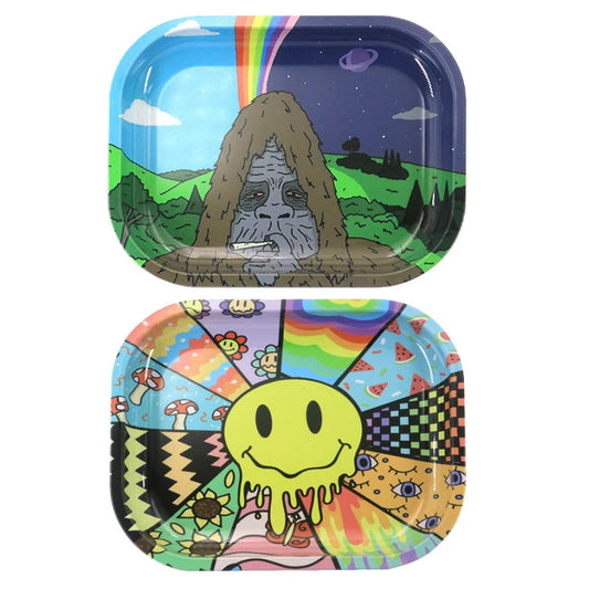 Cigar Hand Roll Tinplate Tray Ashtray Metal Rolling Tray Smoking Accessories Home Party Gifts for Men Women Good Vibrations Adult Super Store