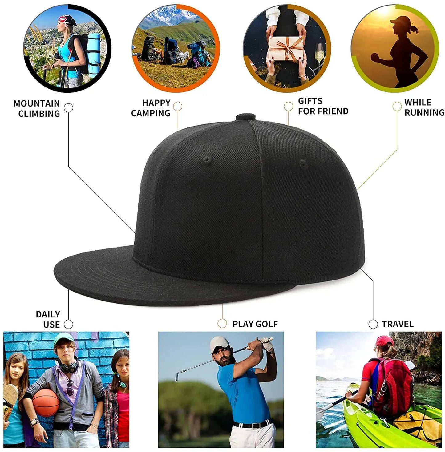 American Flag Firefighter Snapback Flat Bill Baseball Cap Mens Hat Fashion Casual Flat Bill Hat Good Vibrations