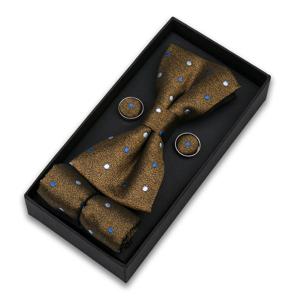 Bowtie For Men Set Gift Box Business Gift Fashion Bow Tie Pocket Square Cufflinks Set Bowtie 3pcs For Wedding Hanky Cravata Neck Good Vibrations