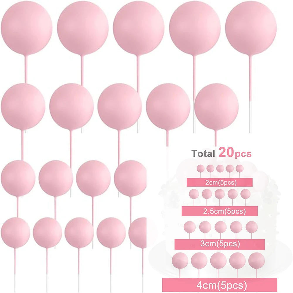 20Pcs Balls Cake Topper Pink Blue Gold Cake Balls Baking Decoration Birthday Wedding Anniversary Cake Picks Insert Toppers Decor Good Vibrations