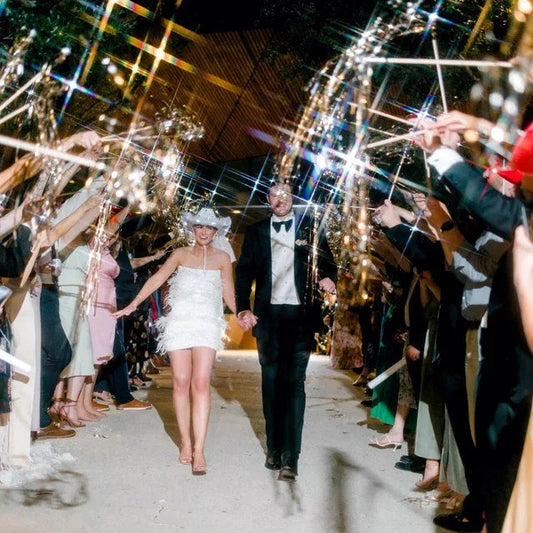 24-150Pcs Lighted Wedding Wands LED Tinsel Wedding Wands Light up Wedding Streamers for Wedding Send off Exits Party Favors Good Vibrations