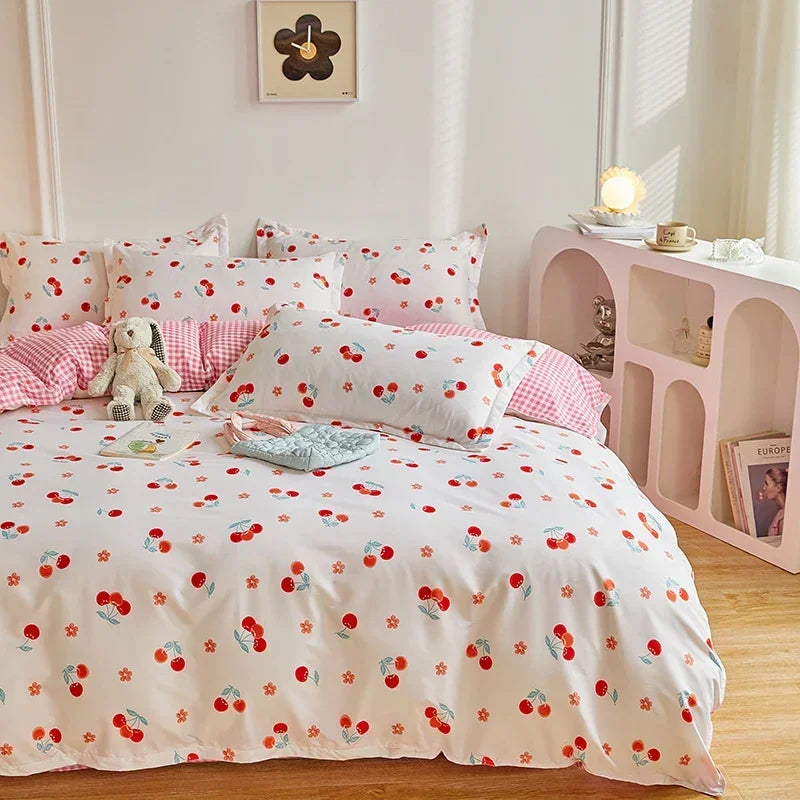 Bedding Set for Girl Boy Bedroom KIDS Modern Comforter Duvet Cover Flat Sheet Pillowcase Home Textile Soft Bed Linen Good Vibrations