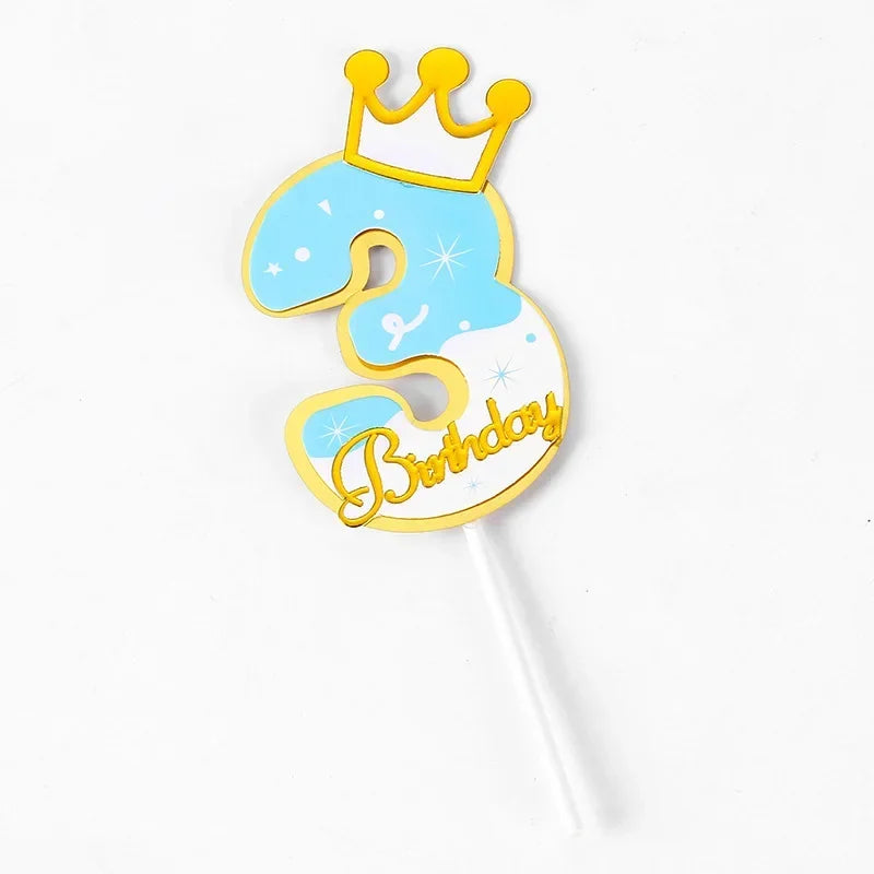 New Digital Decoration Happy Birthday Number Cake Insertion 0 1 2 3 4 5 6 7 8 9 Cake Topper Girls Boys Baby Party Supplies Decor Good Vibrations