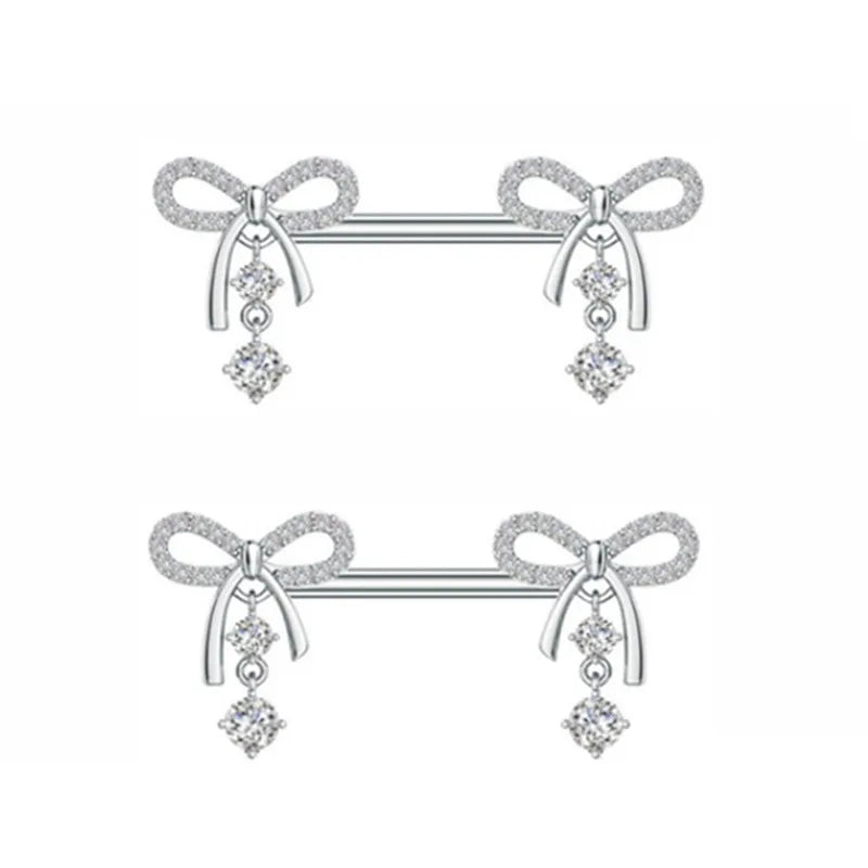 1Pair Pink Butterfly Nipple Piercing Jewelry Shiny Crystal Nipple Rings For Women Girls Heart Nipple Barbells Piercing Pezon Good Vibrations Adult Super Store