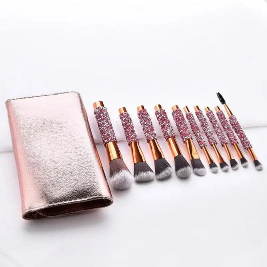 No Logo 10 diamond studded makeup brushes set new beauty tools wrap diamond with bag brush set Private Label Good Vibrations