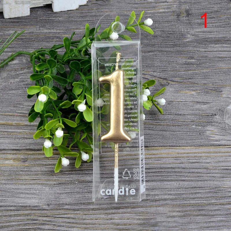 1Pcs Gold Happy Birthday Number Cake Candles 0 1 2 3 4 5 6 7 8 9 Cake Topper Kids Girls Boys Bar Baby Party Supplies Decoration Good Vibrations