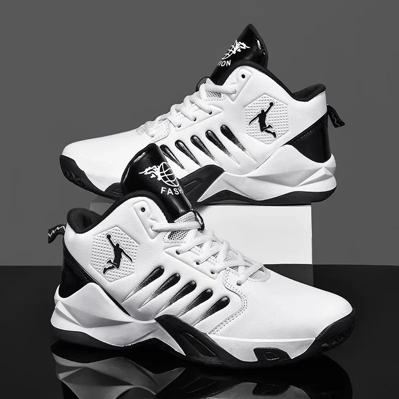 Men's High Top Basketball Shoes Breathable Anti-Slip Wear-Resistant Sports Training Shoes for Students Cross-Border Bestseller Good Vibrations