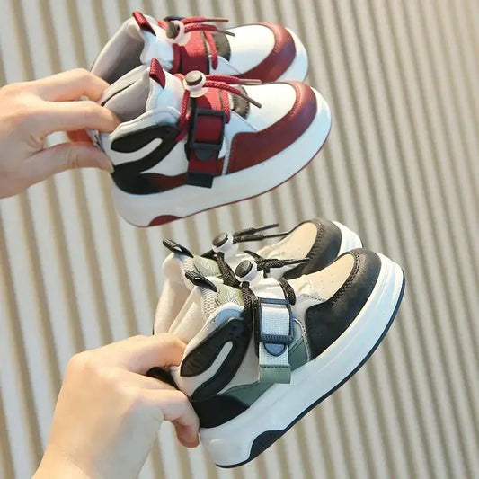 Kid Sneakers 2025 Spring Autumn Boys Causal High Top Sneakers Girls School Versatile Children's Chunky Basketball Shoes Non-slip Good Vibrations