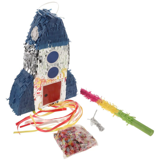 Rocket Piñata Birthday Party Decorations Kids Games Space Theme Party Supplies Fillable Pinata Toys Science Party Balloons Good Vibrations