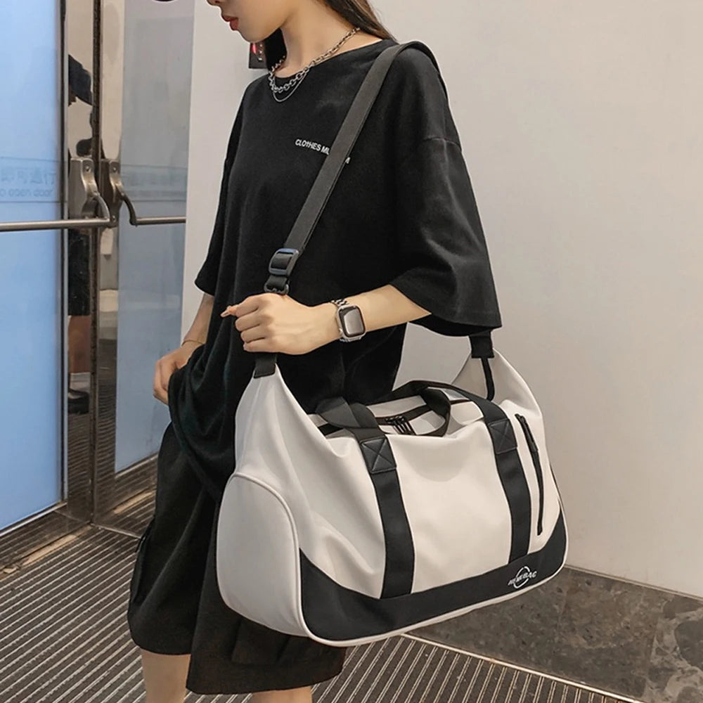 1PCS Gym Duffle Bag with Shoe & Wet Compartments, Multiple Pockets, Adjustable Shoulder Strap for Sports, Travel,Fitness,Workout Good Vibrations