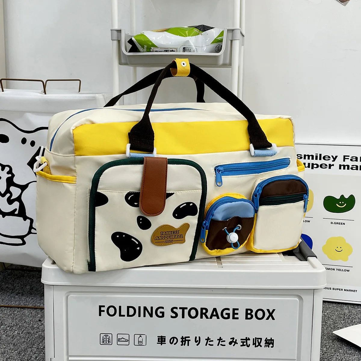 2025 Colorblock Travel Tote - Lightweight Large Capacity Duffle Bag for Women, Stylish College Backpack Alternative Good Vibrations