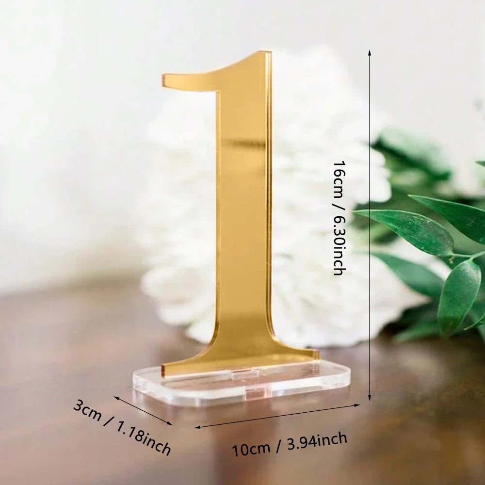 Wedding Table Numbers - Clear and Gold Mirror Acrylic Signs - Gold Wedding Table Signs - Wedding Table Decor Good Vibrations