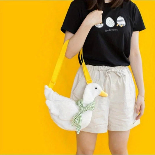 1 Pc Cute Simulation Duck Shoulder Bag Crossbody Plush Big Goose Backpack Purses and Handbags Crossbody Bags for Women Good Vibrations