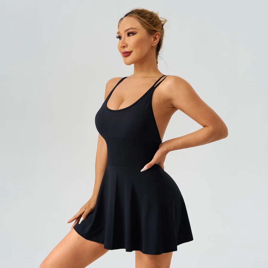 Summer Tennis Wear Womens Dresses Sportswear Woman Gym Dresses Bra Jumpsuit Shorts Leggings Women's Tracksuit Sport Yoga Clothes Good Vibrations