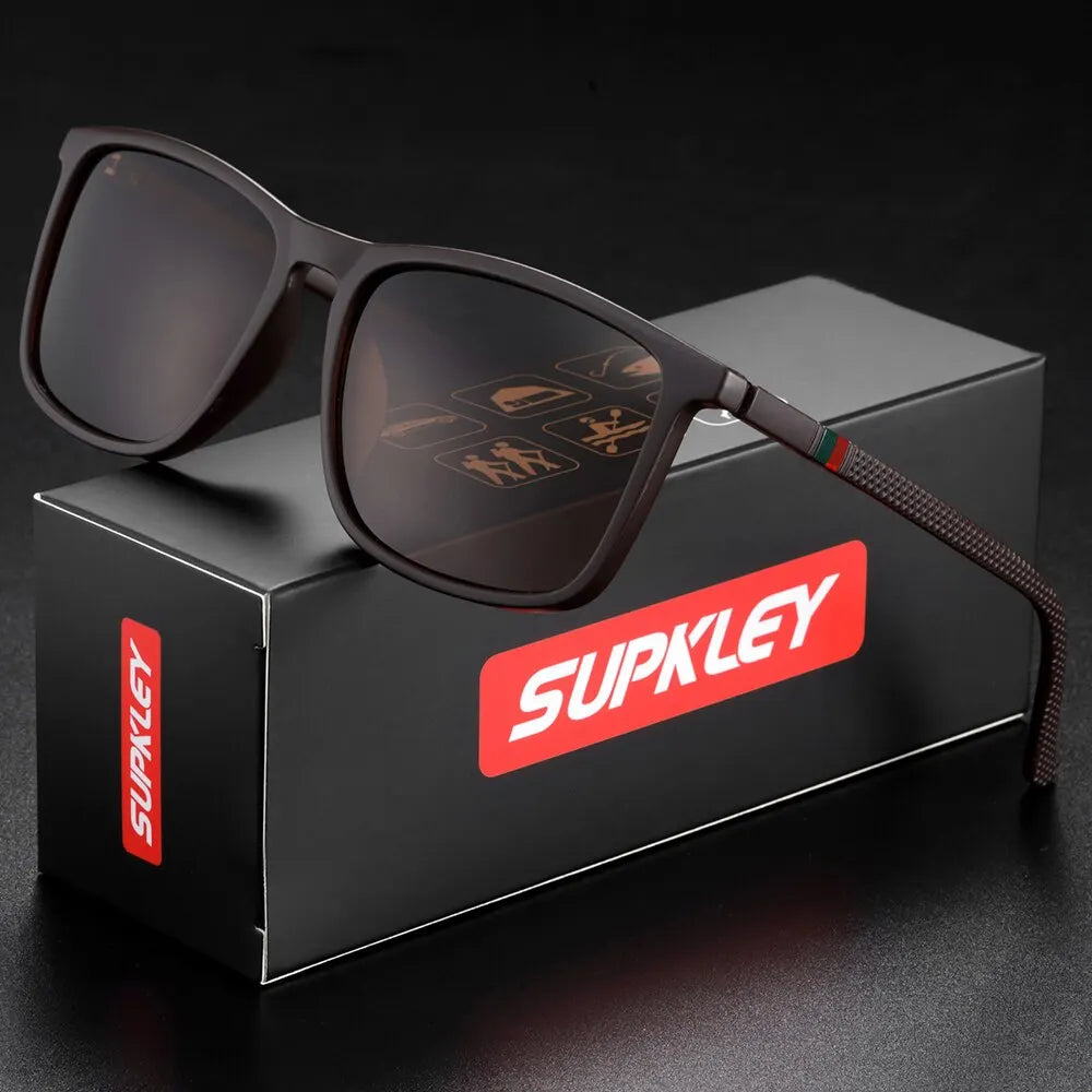 SUPKLEY Sports Sunglasses for Men Polarized Comfortable Wear Square Sun Glasses Male Light Weight Eyewear Accessory with Origina Good Vibrations