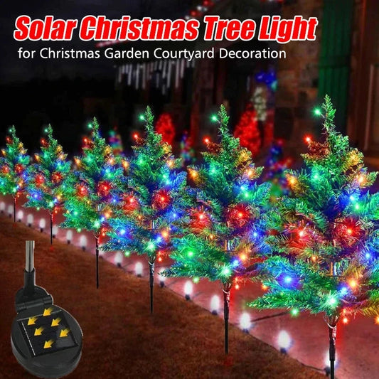 2025 Hot Outdoor Decoration Christmas Tree Light Solar Charging Simulation Pine Tree 20 LED Lawn Light Garden Decoration Light Good Vibrations