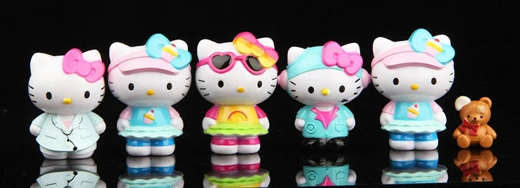 Original Cartoon Hello Kitty Cartoon Plane Ambulance Family Girl Toys Hobbies Action Figures Holiday Gifts for Children Good Vibrations